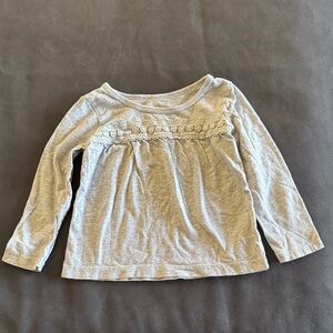 Carter’s Gray Long Sleeve Top with Lace Detail | 24 Months | New Without Tags